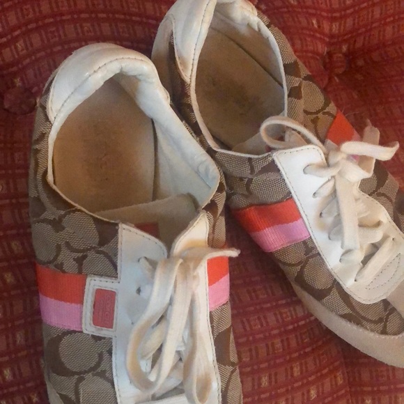 COACH sz.7.5 Joss Sneakers Pink & Orange - Picture 6 of 8